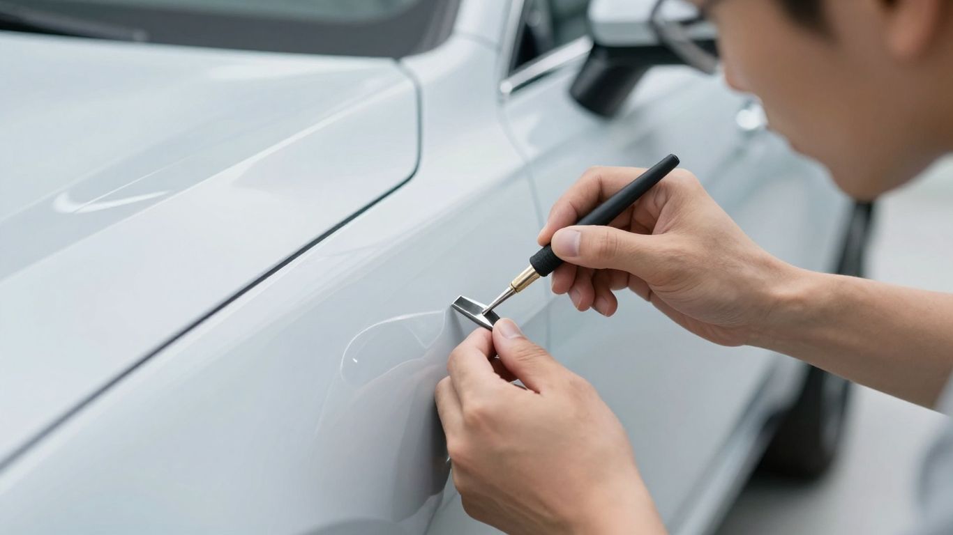 Kfz-Gutachter prüft Auto auf Schäden