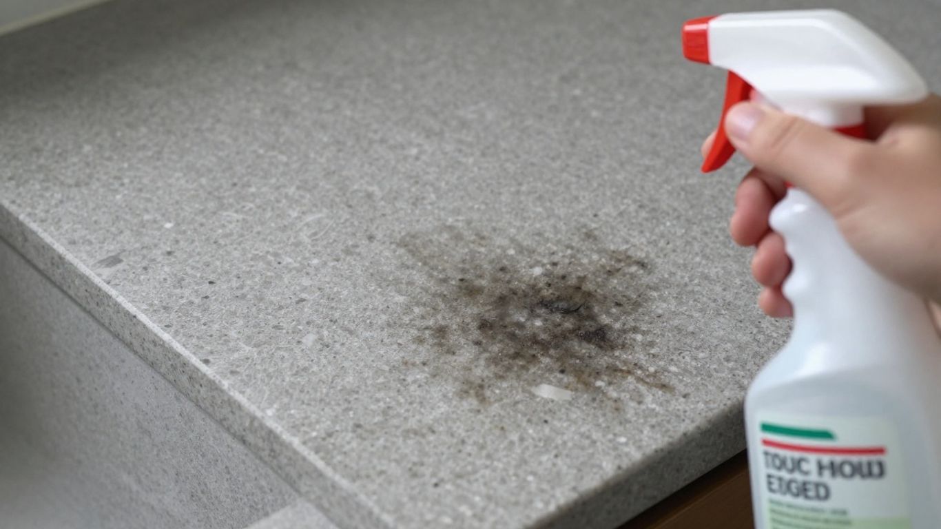 Quartzite stain removal with commercial cleaner