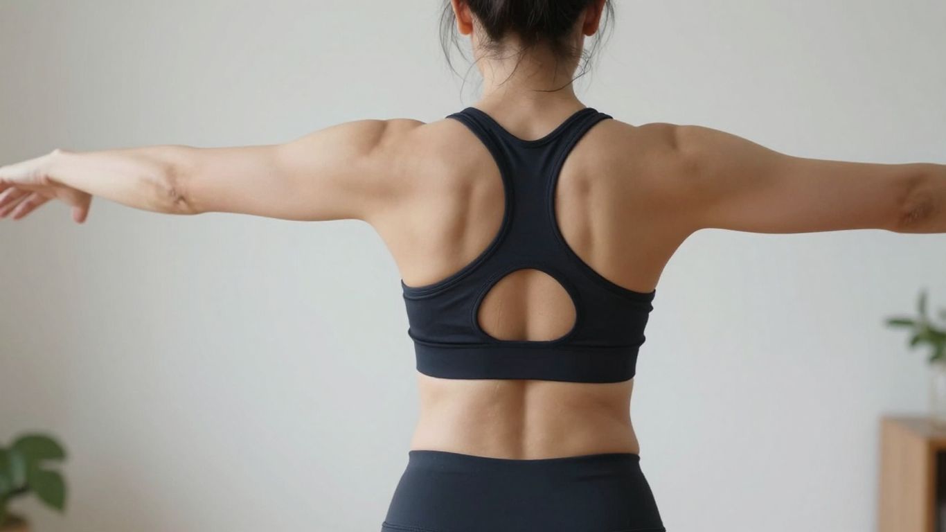 Person doing upper back exercise at home without equipment.