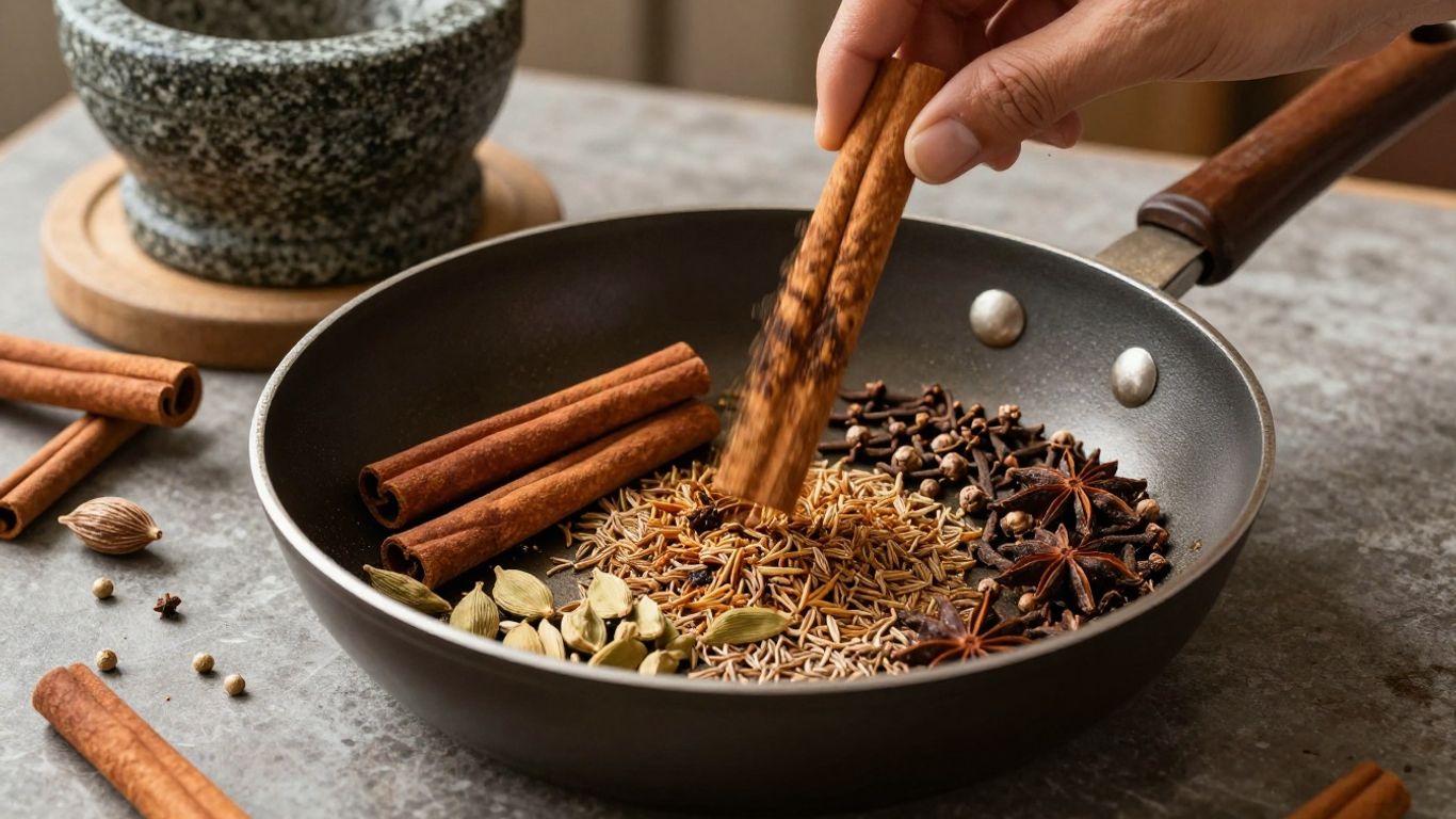Whole spices beside ground garam masala