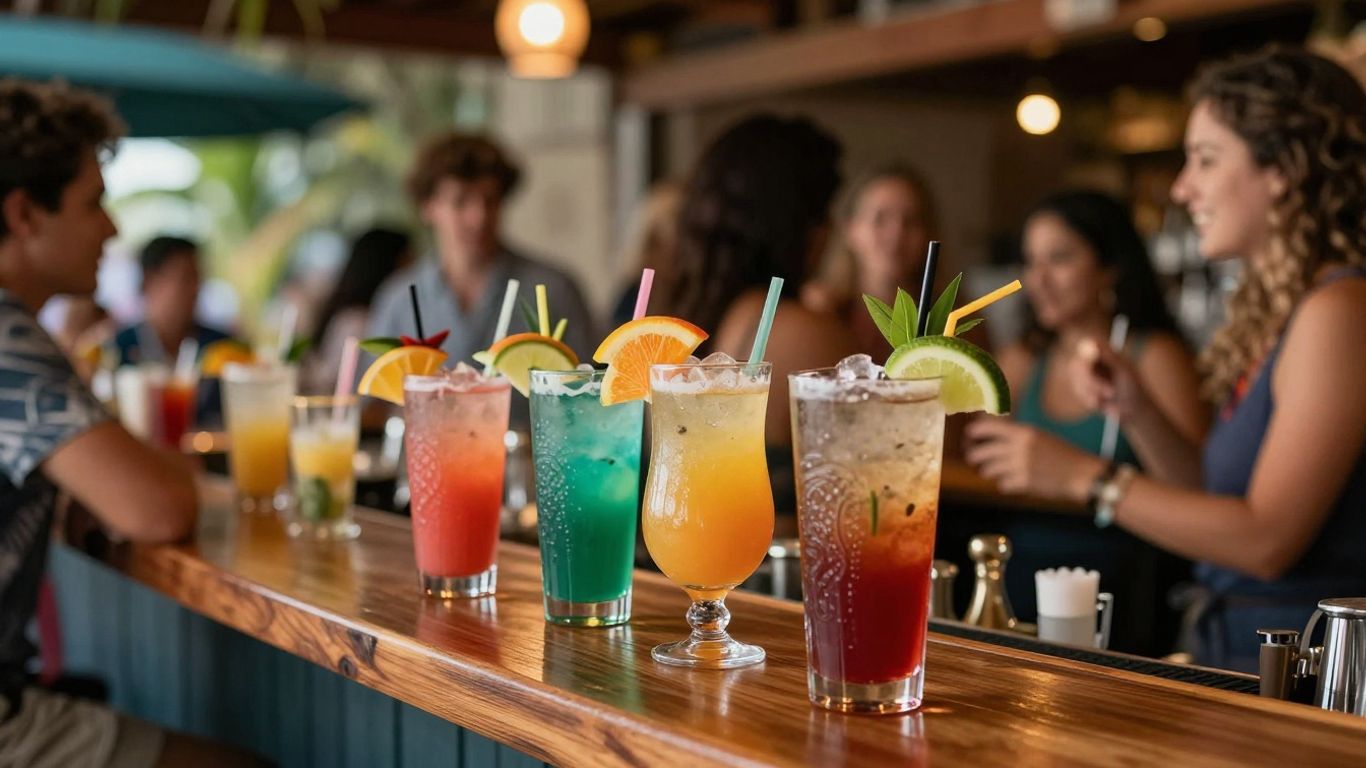 South Shore Tiki Lounge happy hour cocktails and atmosphere