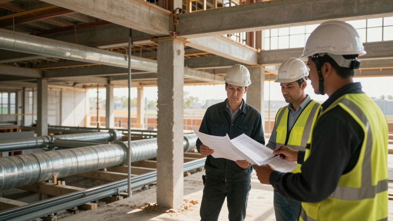 MEP coordination meeting inside modern construction project