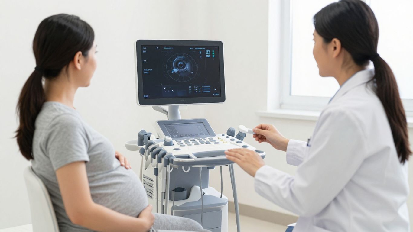 Profesional sanitario realizando control prenatal