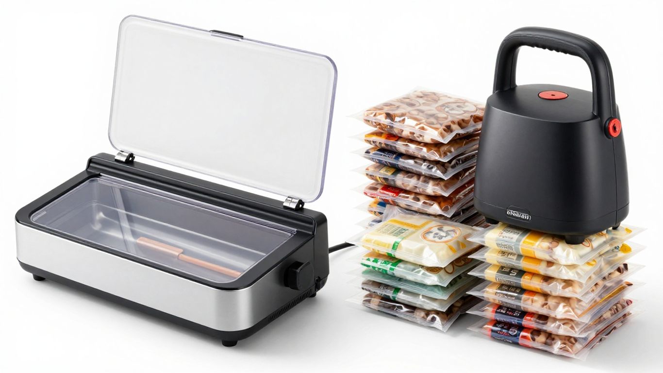 เครื่องซีลสูญญากาศแบบห้องและแบบไม่มีห้องพร้อมถุงซีล