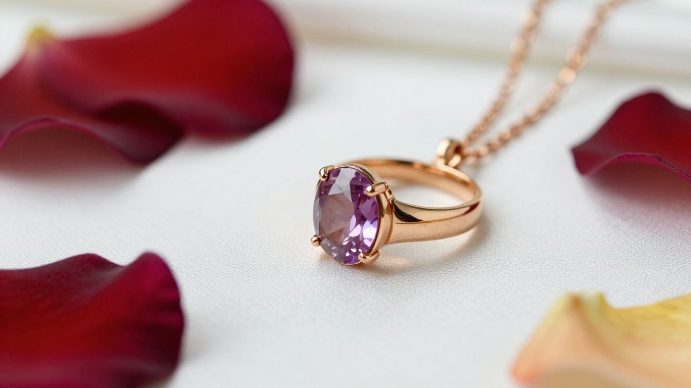 Close-up of personalized gemstone jewelry on silk