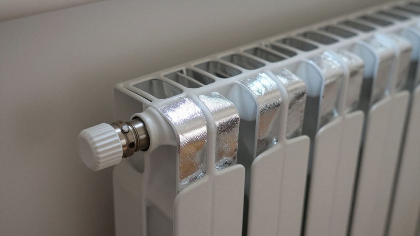 Reflecteur de radiateur derrière un élément chauffant.
