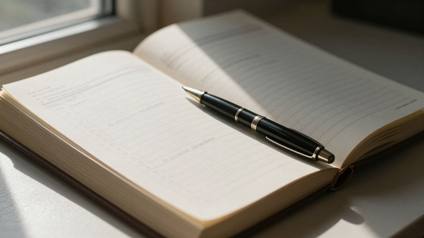Business ledger with pen, financial analysis