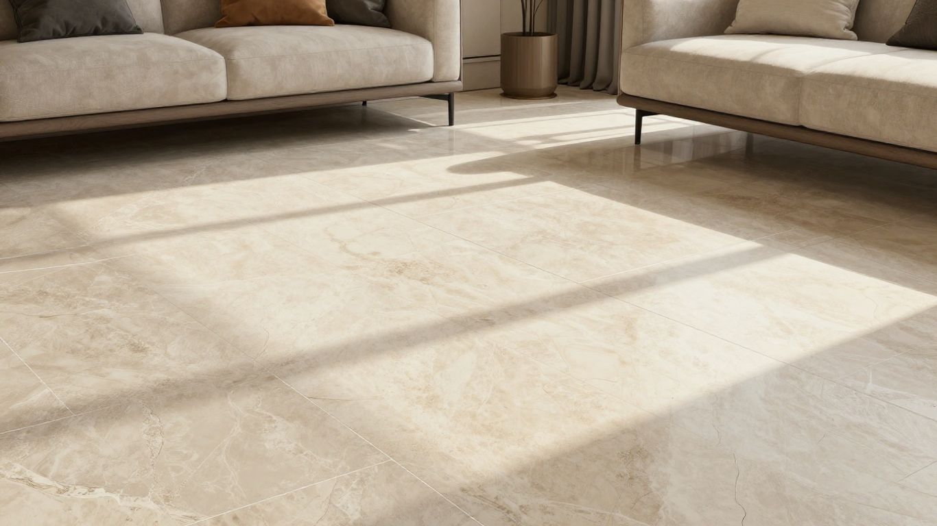 Elegant limestone flooring in a sunlit room sketch.