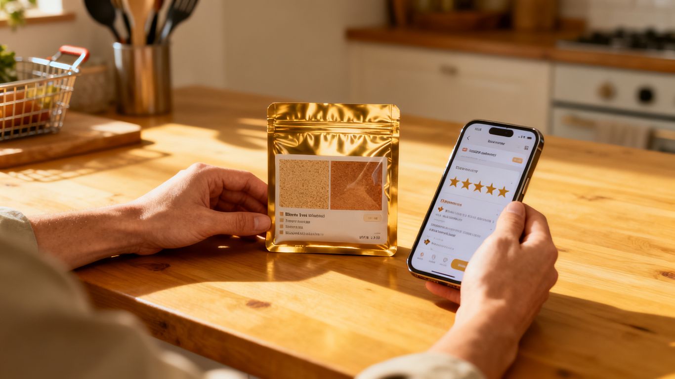 Trusted Amazon product listing viewed on a mobile device