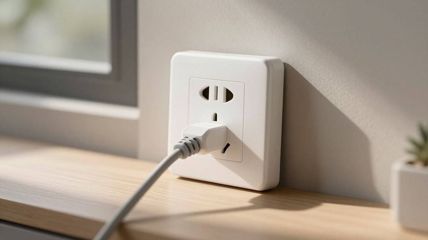 Boîte d'économie d'électricité branchée dans une prise murale.