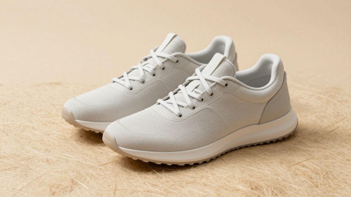Recyclable sneakers made from sustainable materials.
