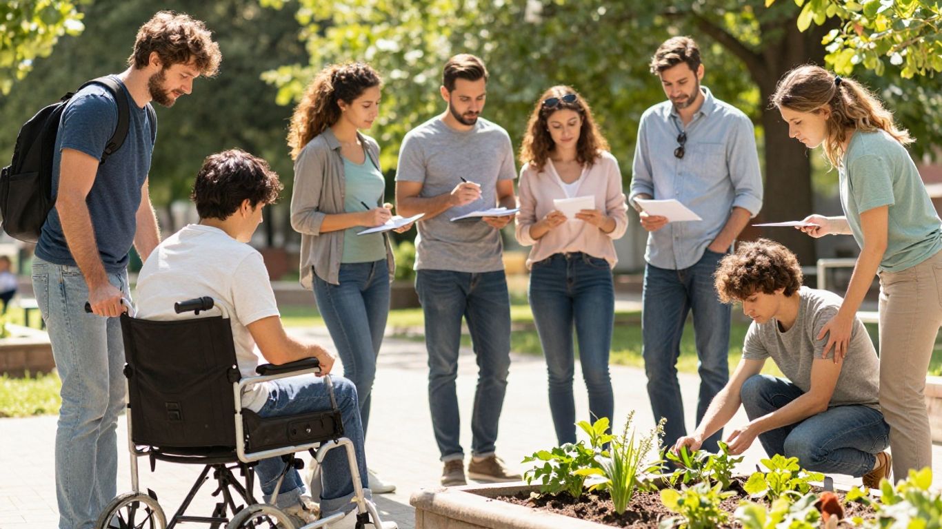 People receiving support and engaging in activities.