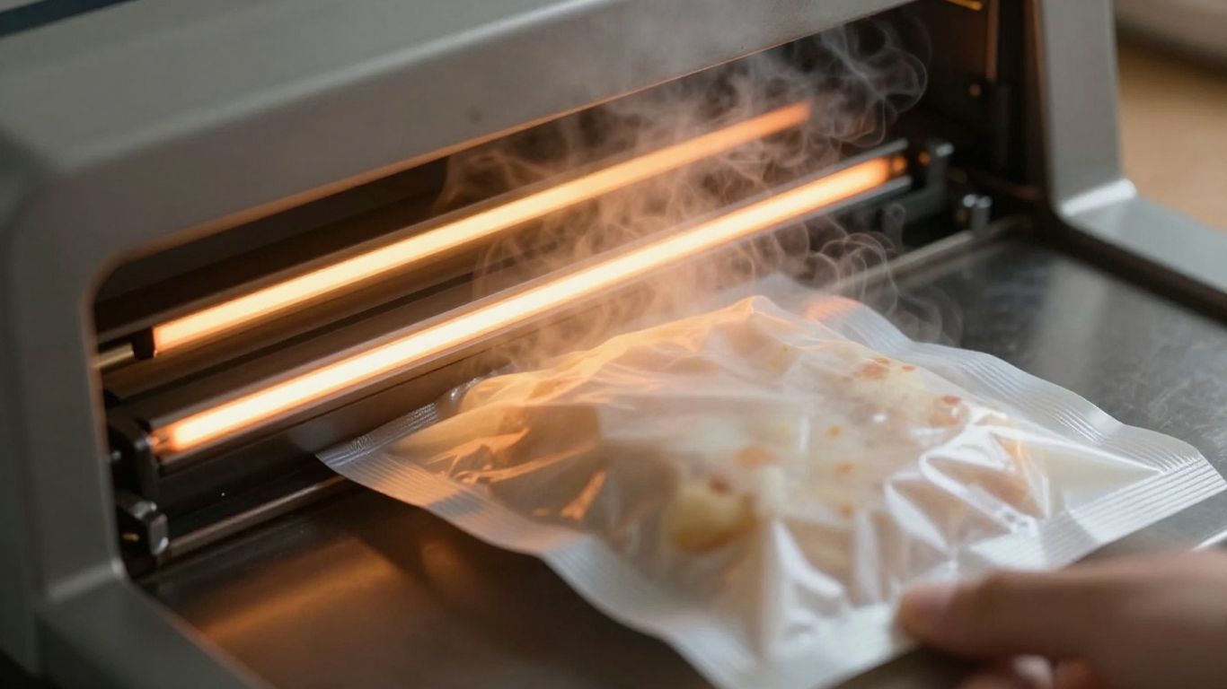 เครื่องซีลอาหาร กำลังทำงาน ซีลปิดสนิท