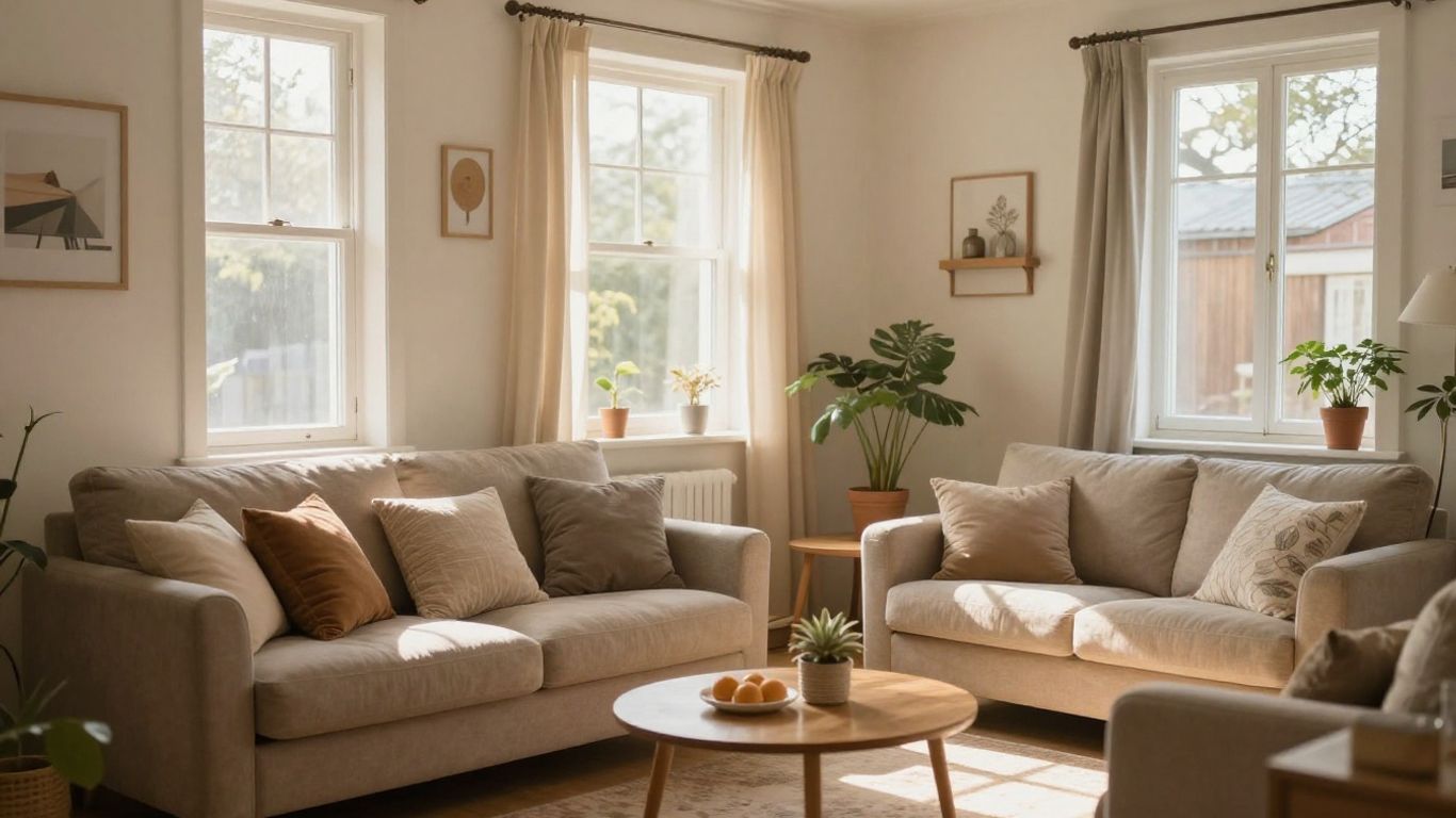 Maison confortable et bien isolée avec lumière naturelle.