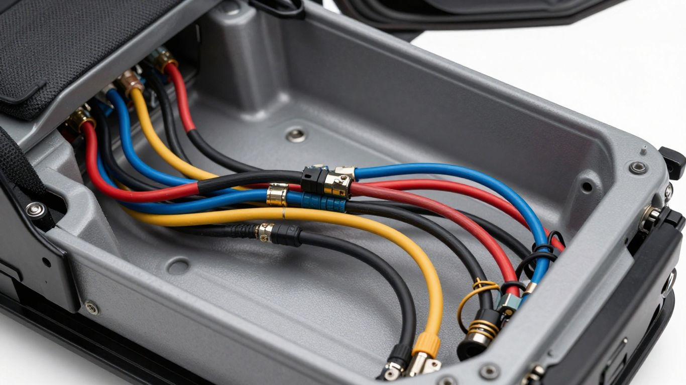 Interior view showing complex seat wiring