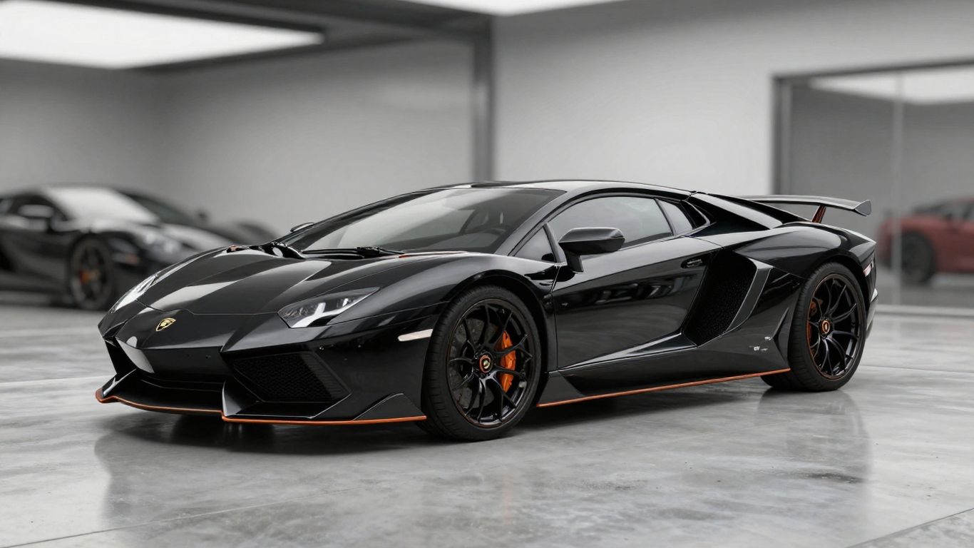 Lamborghini Aventador in a modern garage