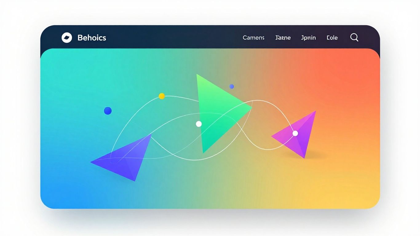 Modern website design blueprint with abstract shapes.