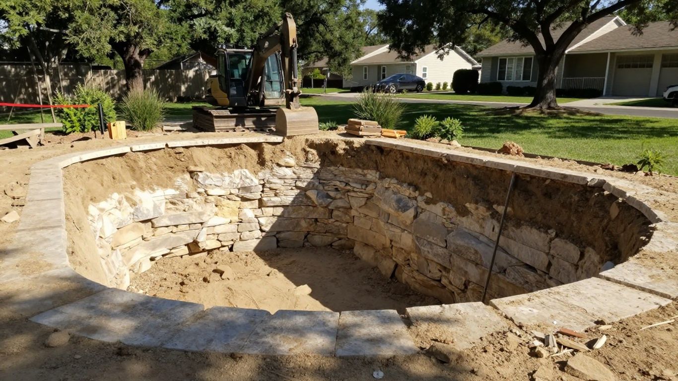 Why Digging a Pool in New Braunfels Often Means Cutting Through Limestone That Doesn't Show Up Until Excavation Starts