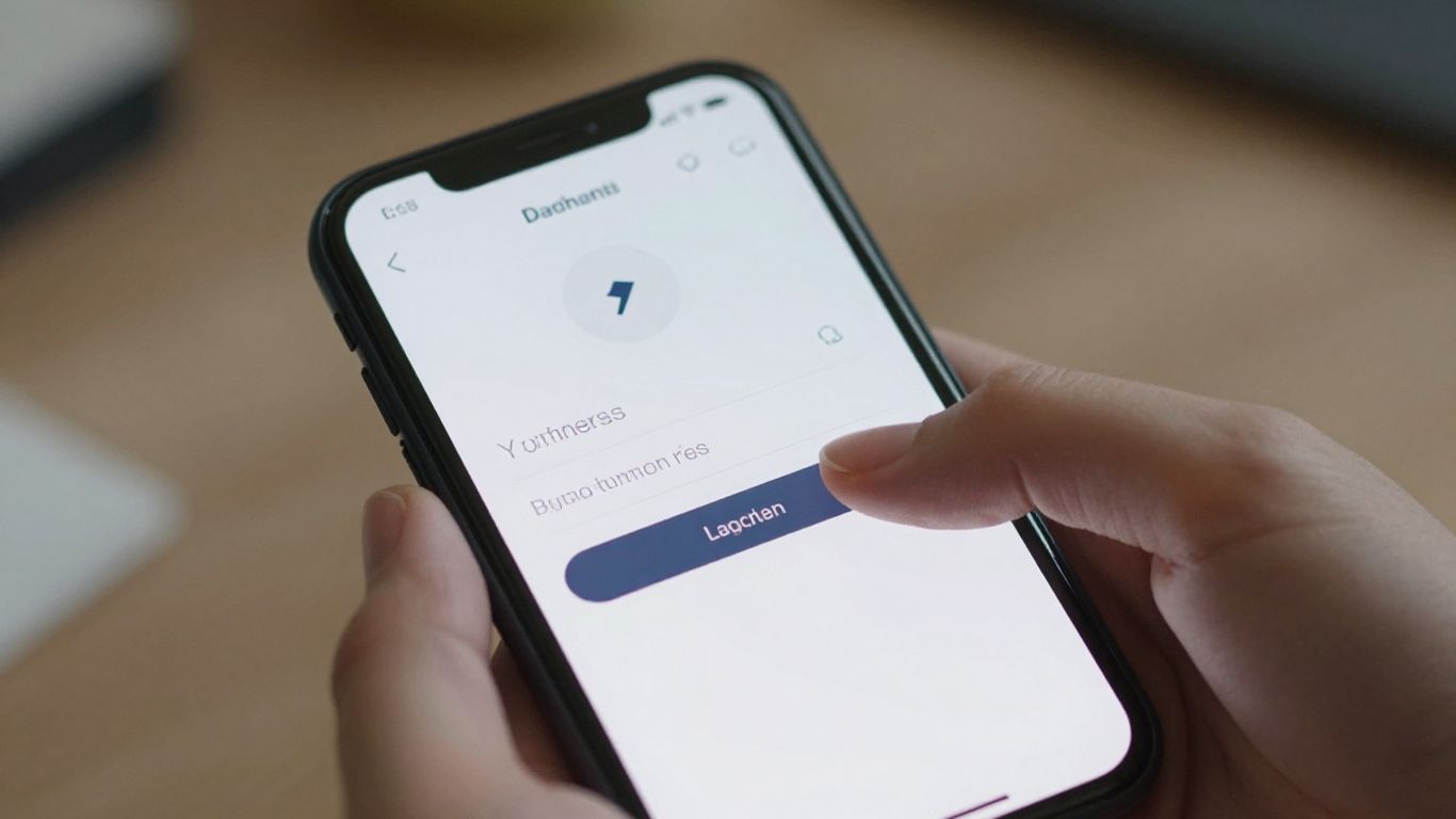 Smartphone login screen on a hand
