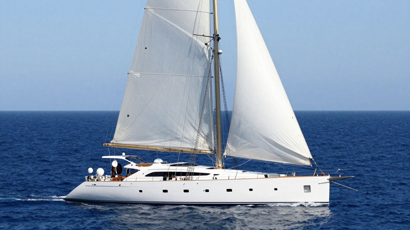 The luxurious 100 ft sailing yacht Eos on the ocean.