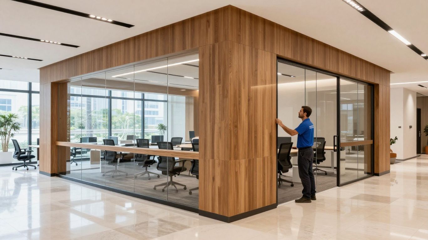 Completed commercial interior with detailed finishes