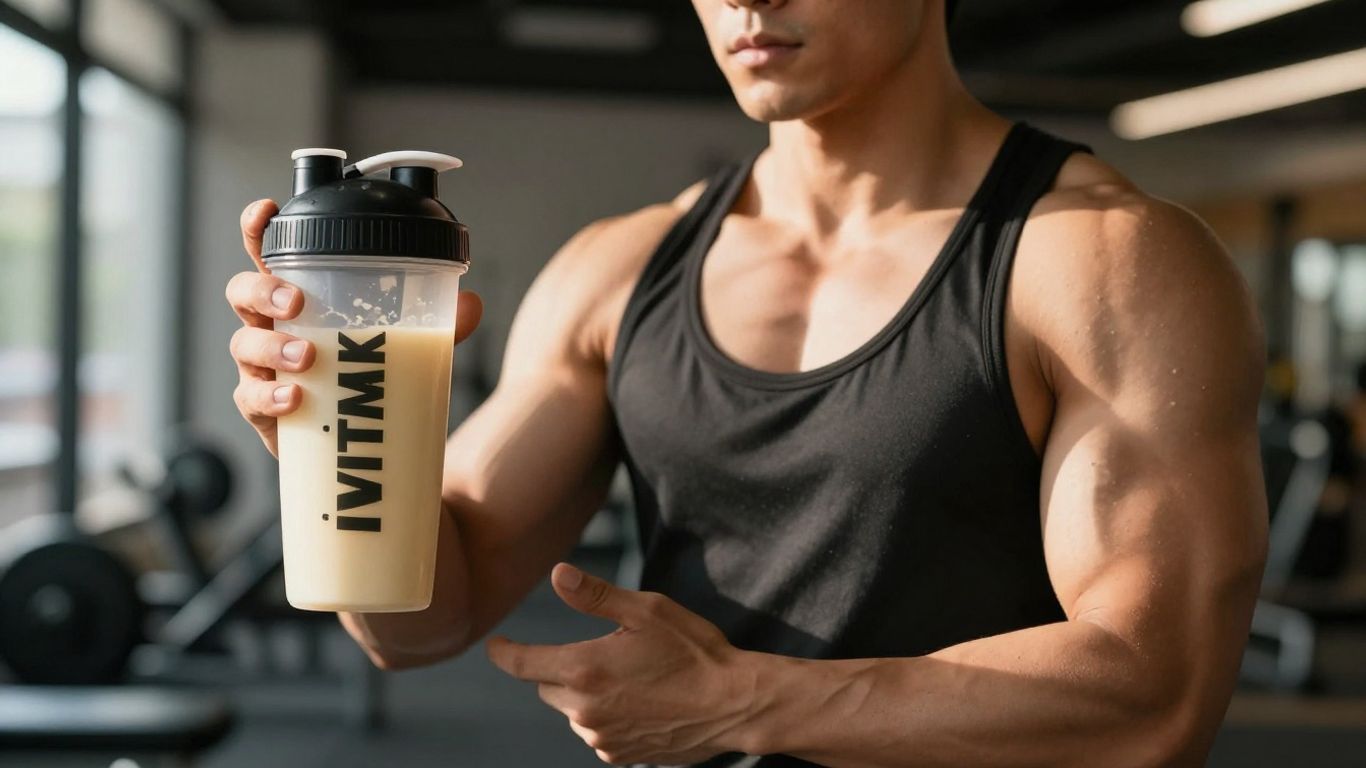 Athlete drinking Herbalife24 protein shake after workout.