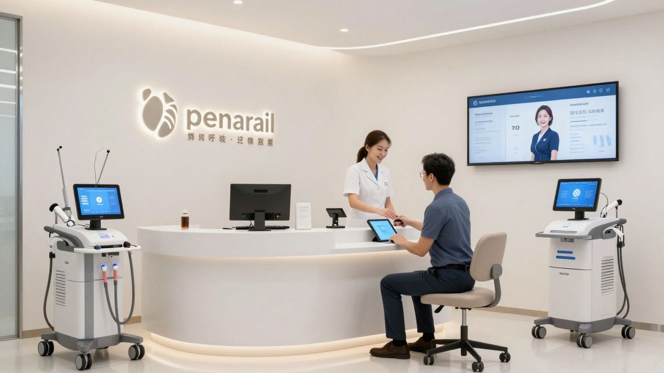 Modern medspa with technology and staff assisting clients