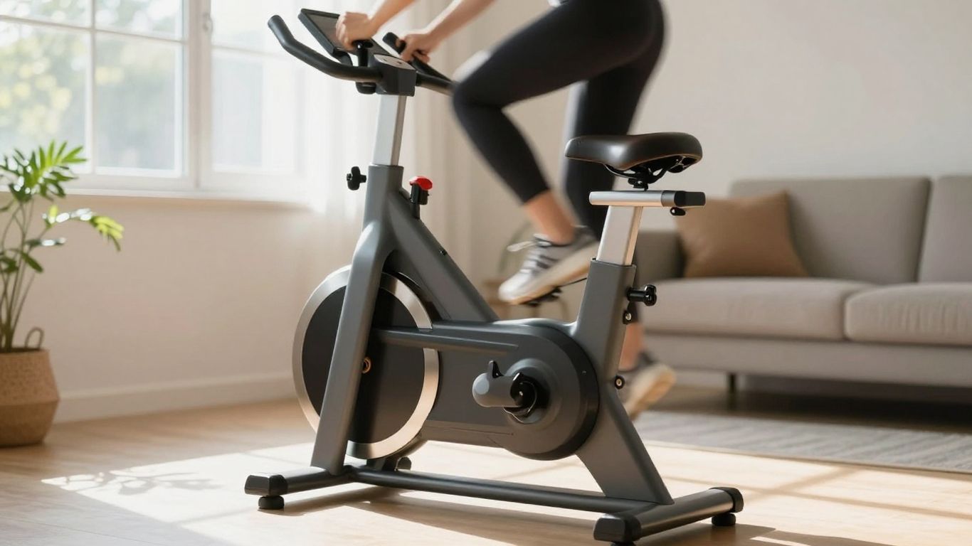 Sleek exercise bike in a bright home gym.