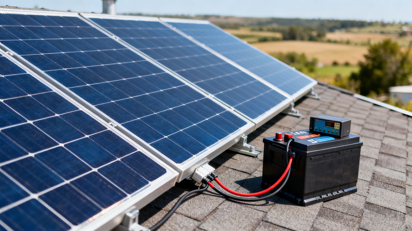 Paneles solares recargando una batería