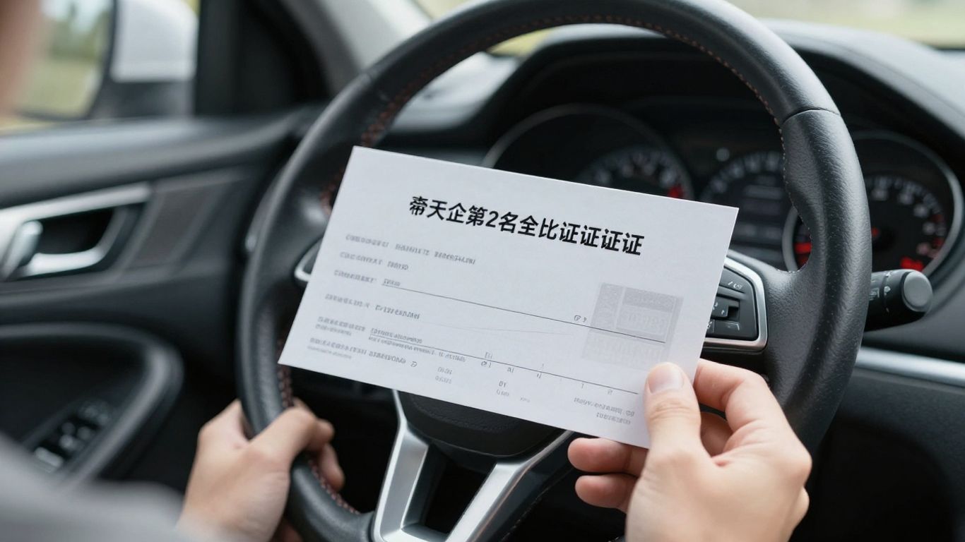 Hand hält Fahrzeugbrief im Auto