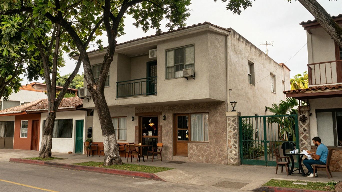 Edificio residencial en una calle arbolada de México