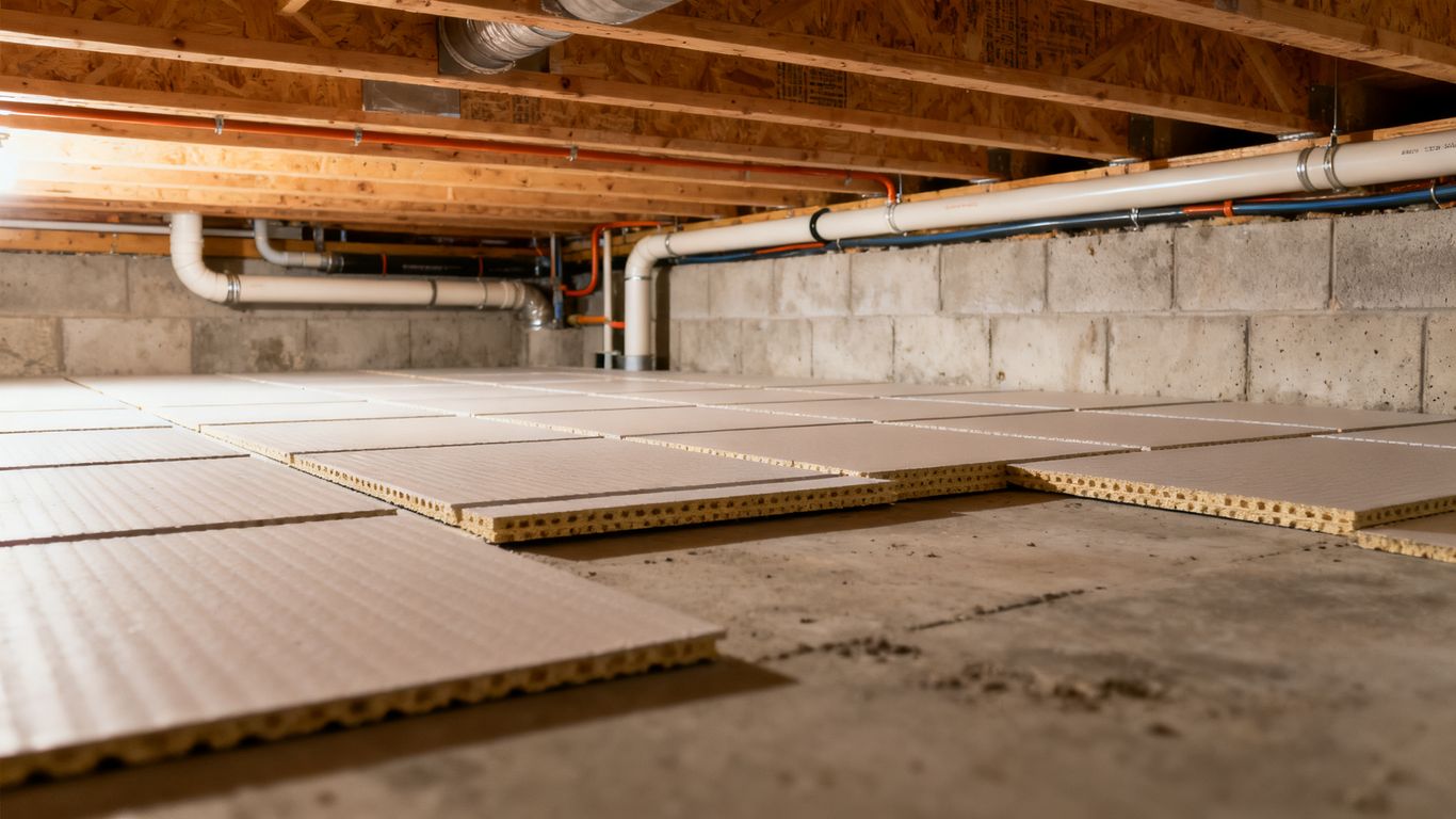 Sous-face de plancher isolée dans un vide sanitaire