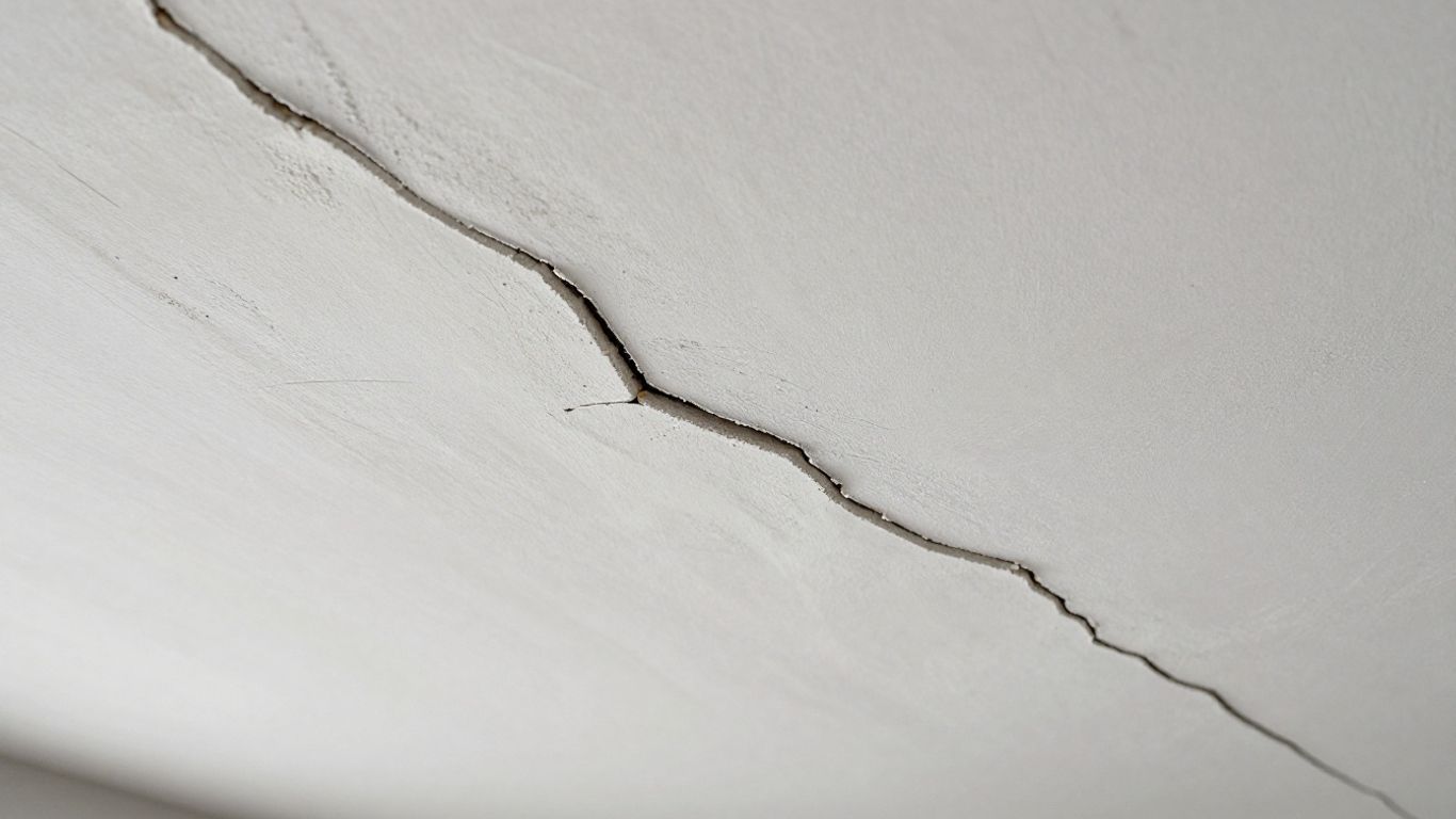 Cracked plaster ceiling in a home