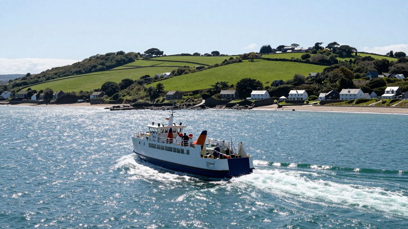 Ferry sailing to Jersey island.