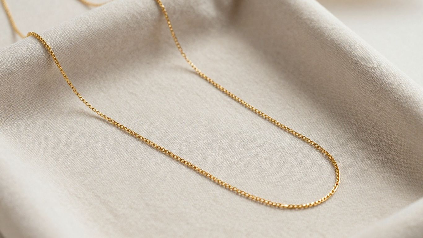 A minimalist gold chain worn against linen