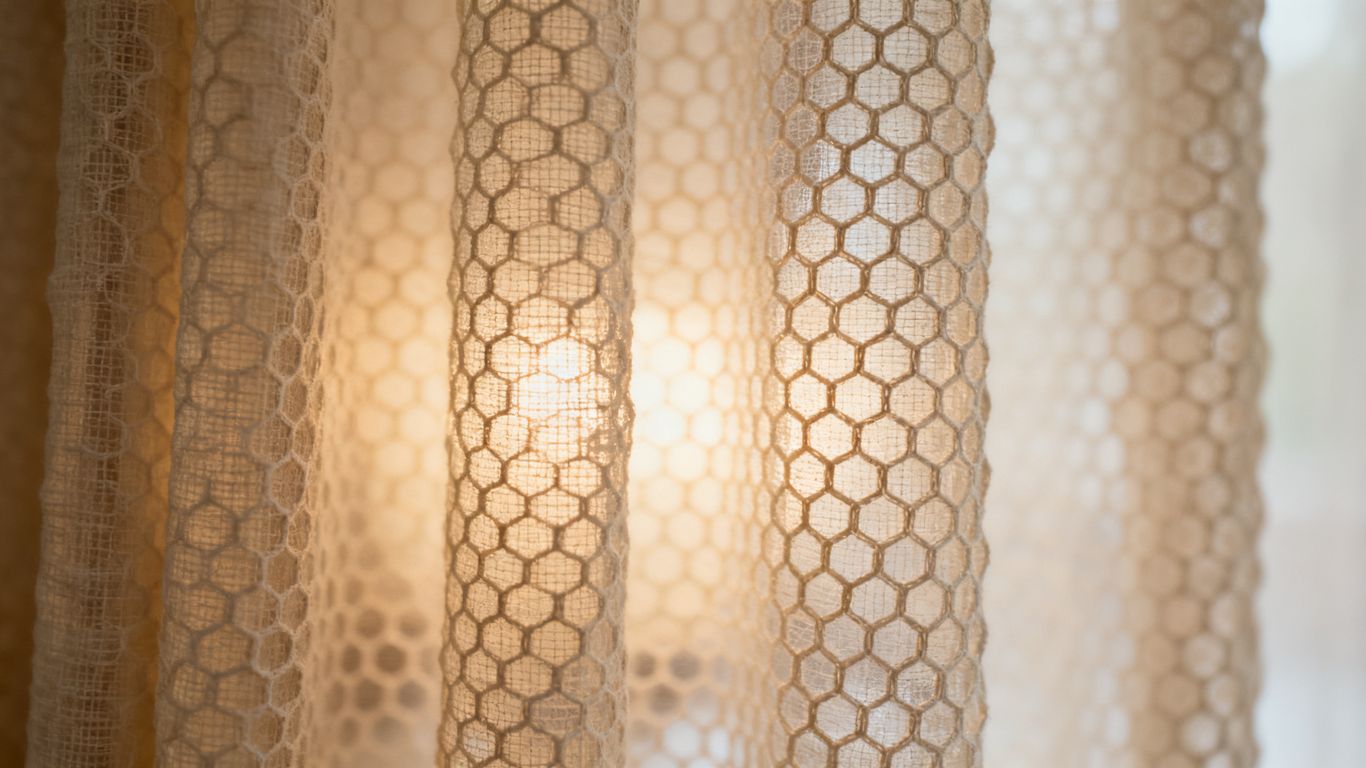 Close-up of cellular honeycomb fabric texture