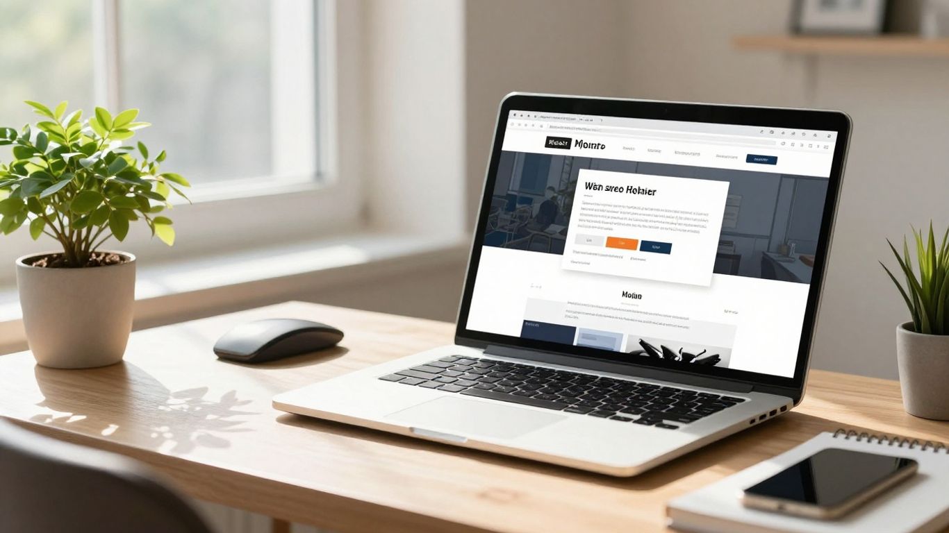 Website design cost breakdown on a laptop screen.