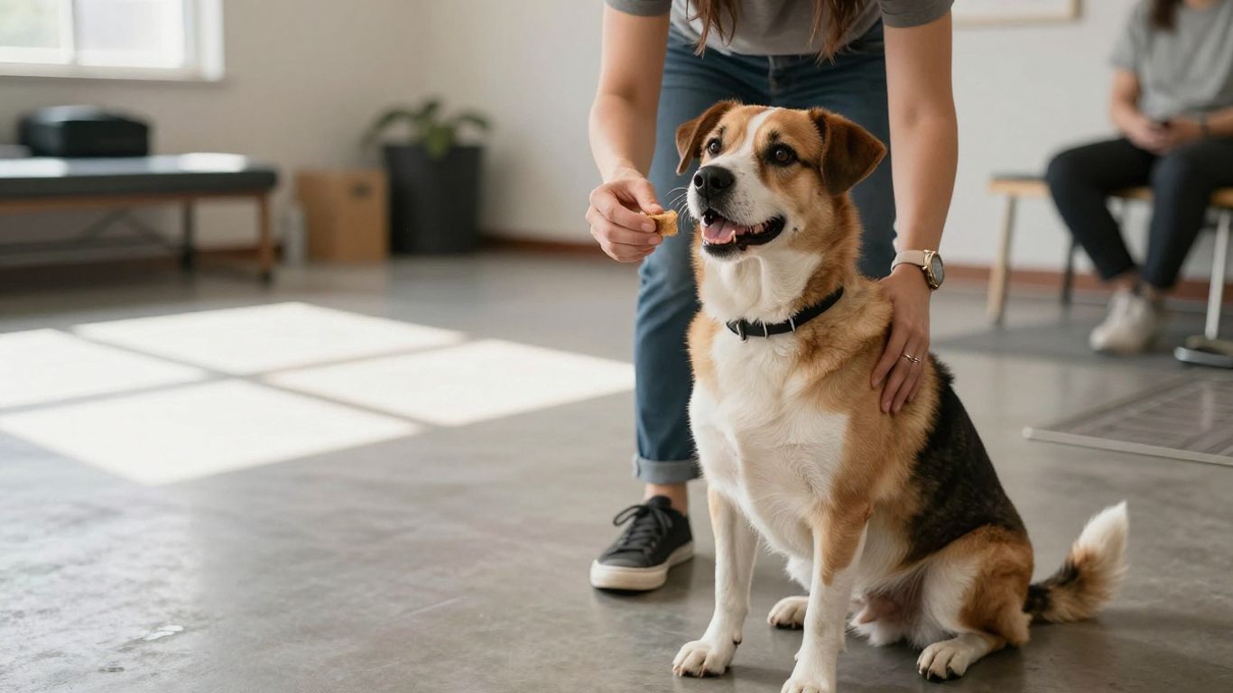 Dog and trainer during a board and train session.