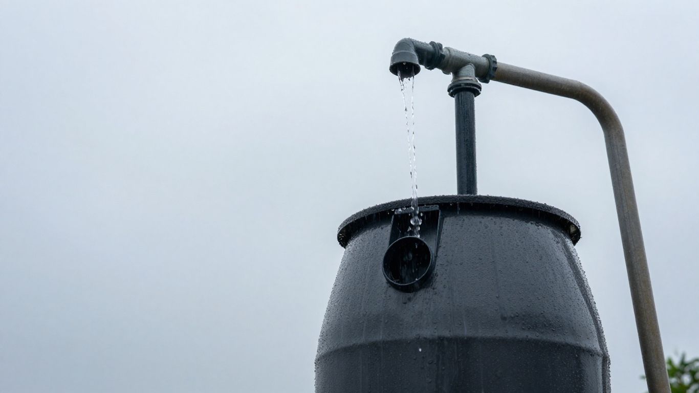 Rainwater harvesting system for emergency backup water supply.