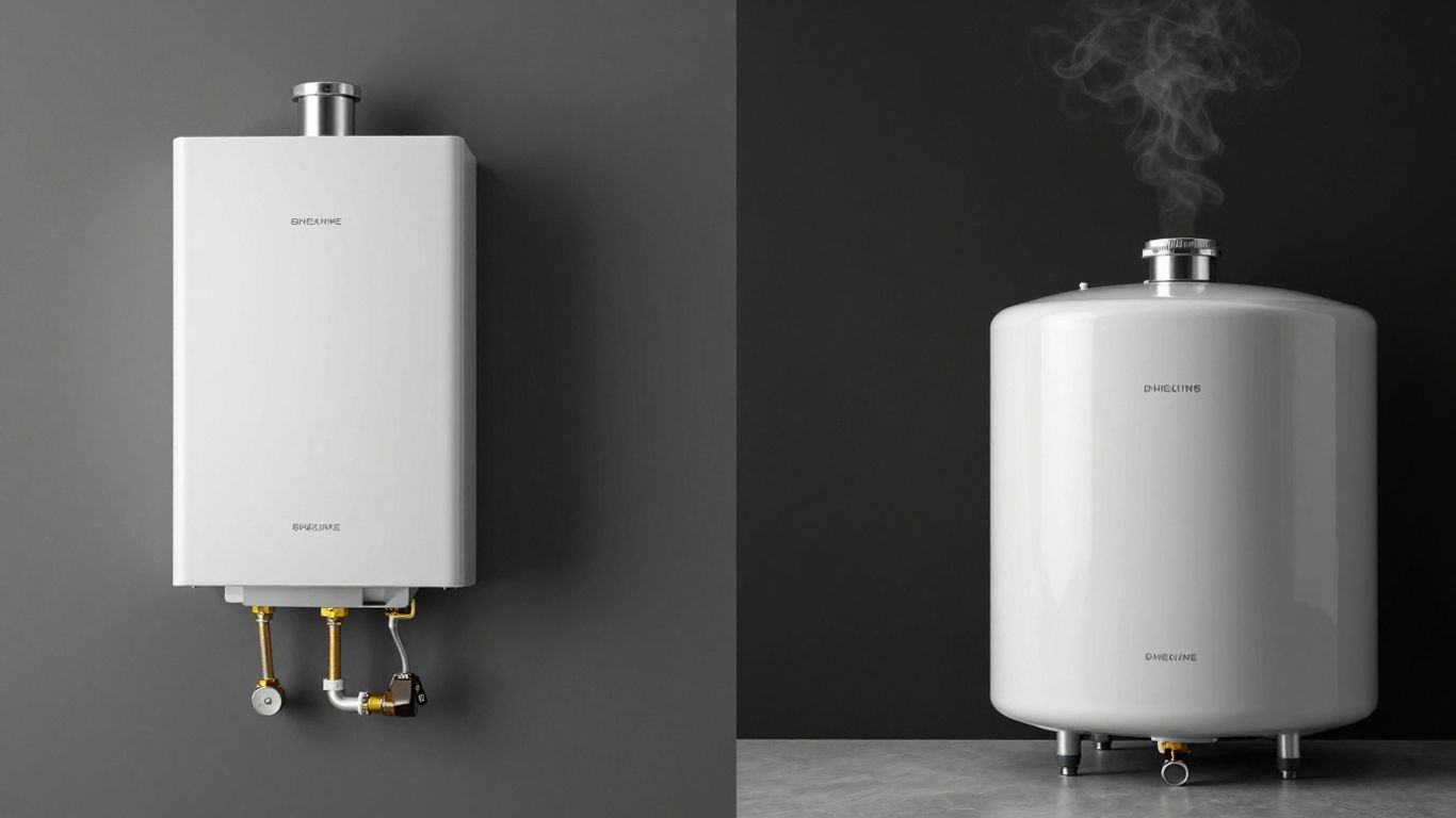 Tankless versus tank water heater comparison.