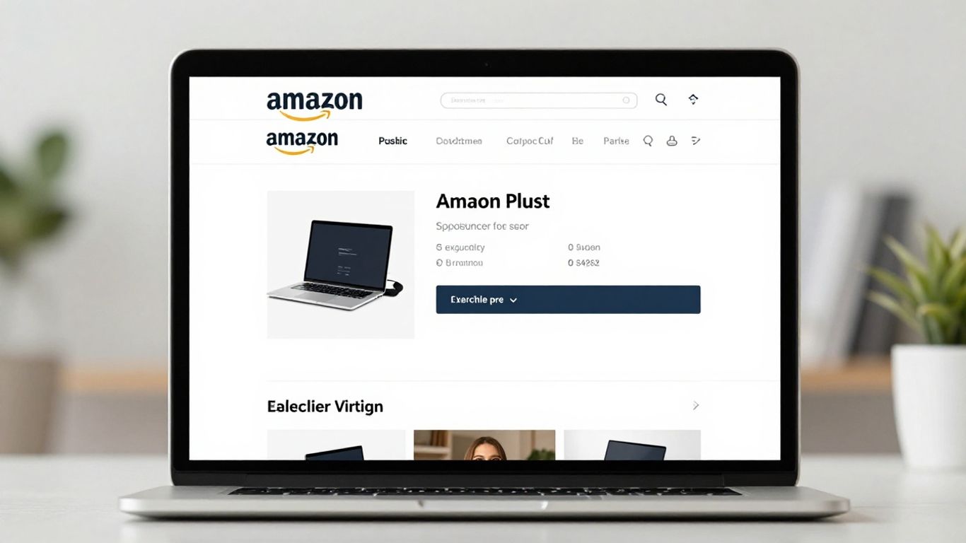 Optimized Amazon product listing on a laptop screen.