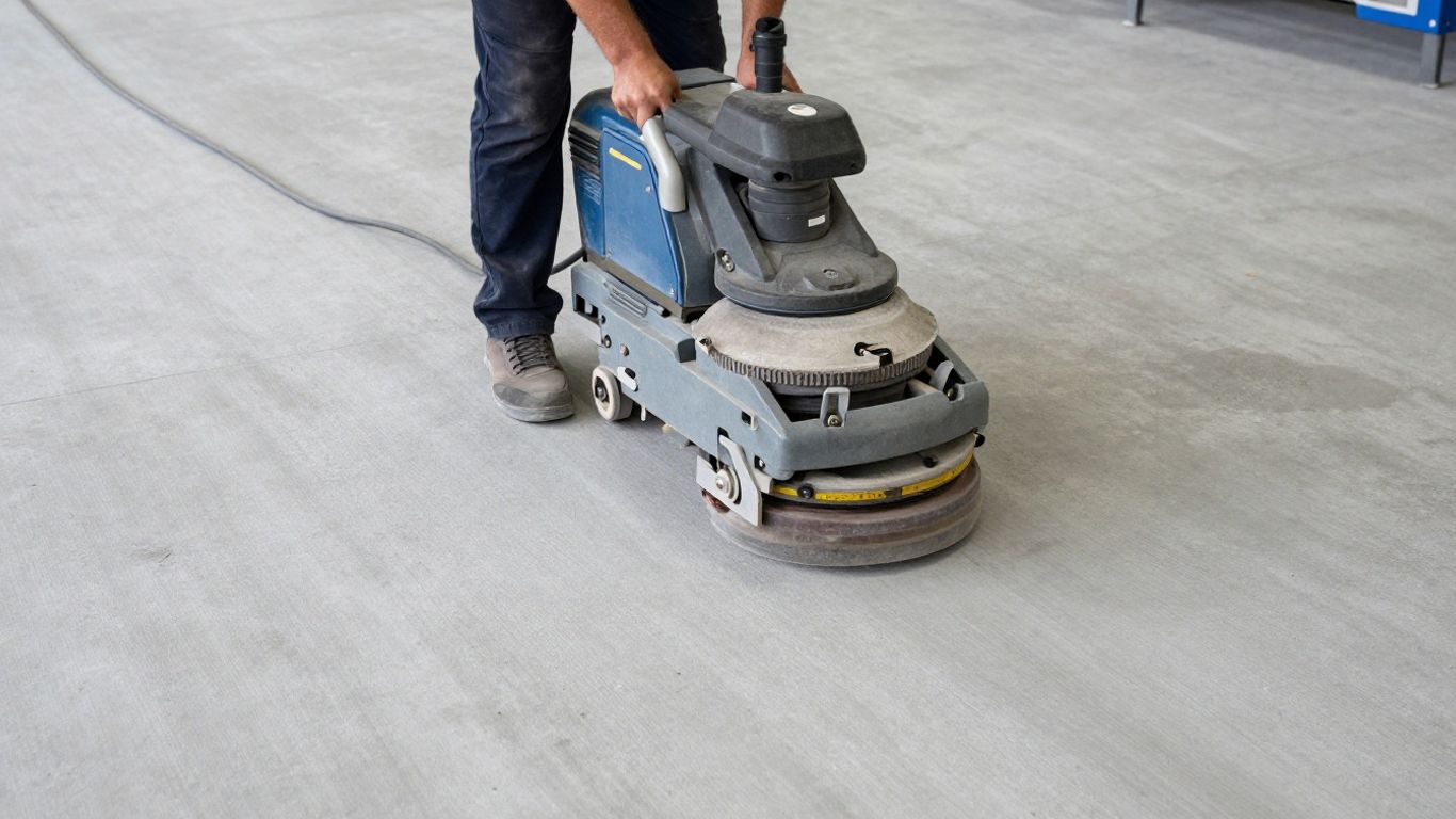 Diamond grinder working across a concrete floor
