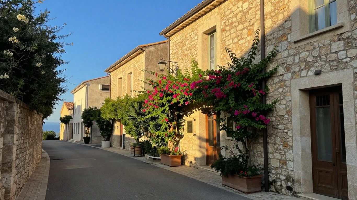 Stone village hotel above the Mediterranean coast