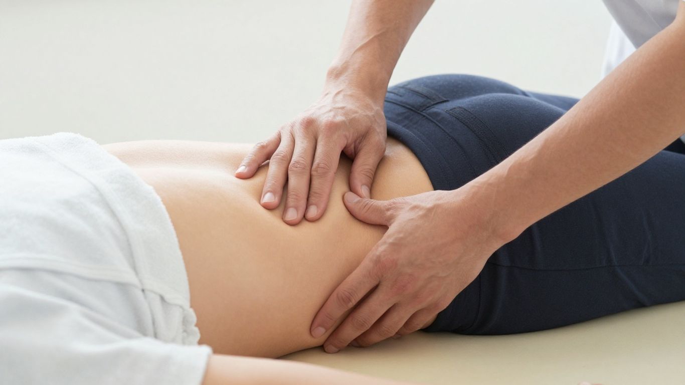 Chiropractor adjusting lower back for sciatica relief.