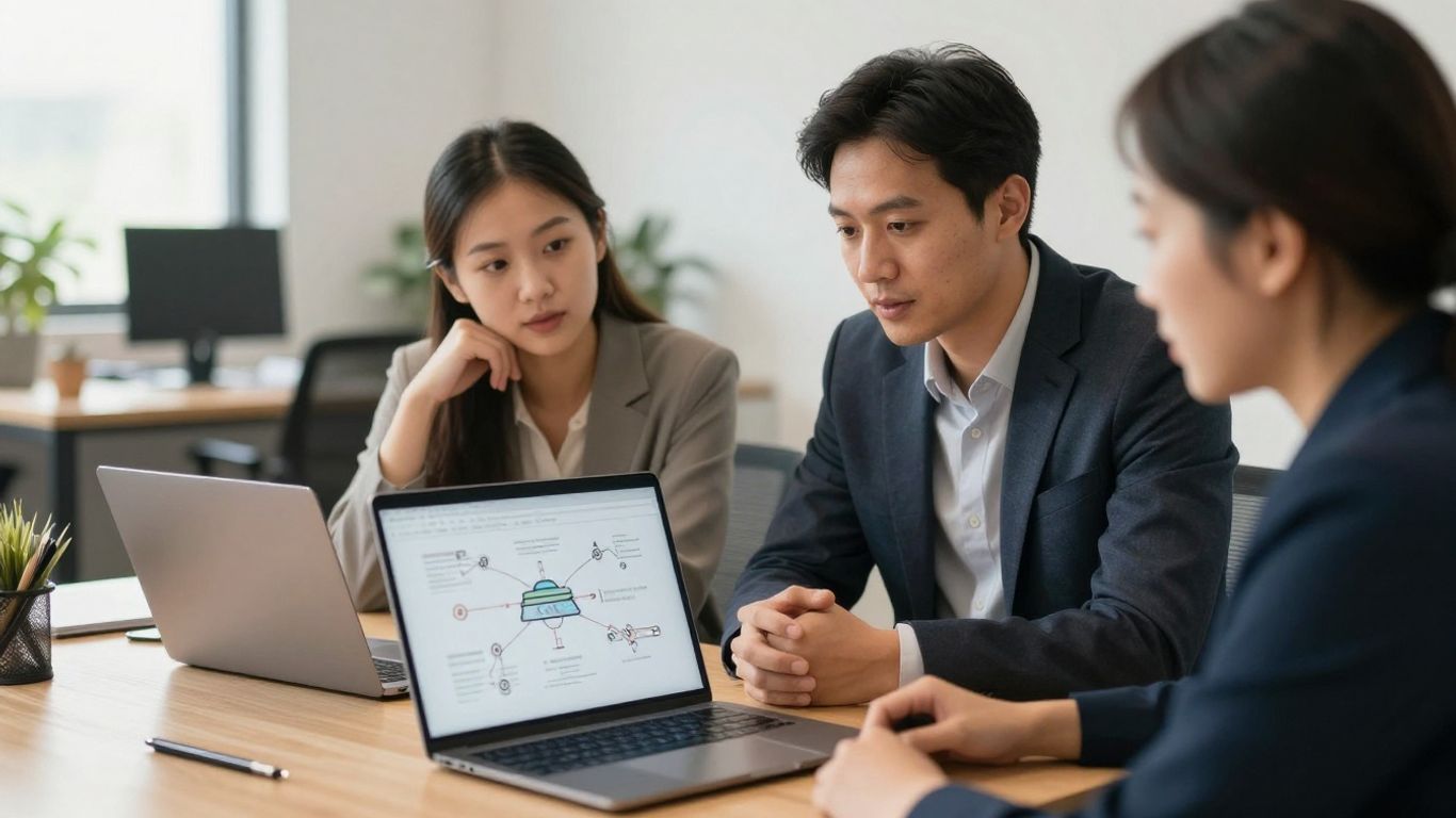 Small business team discussing technology support options