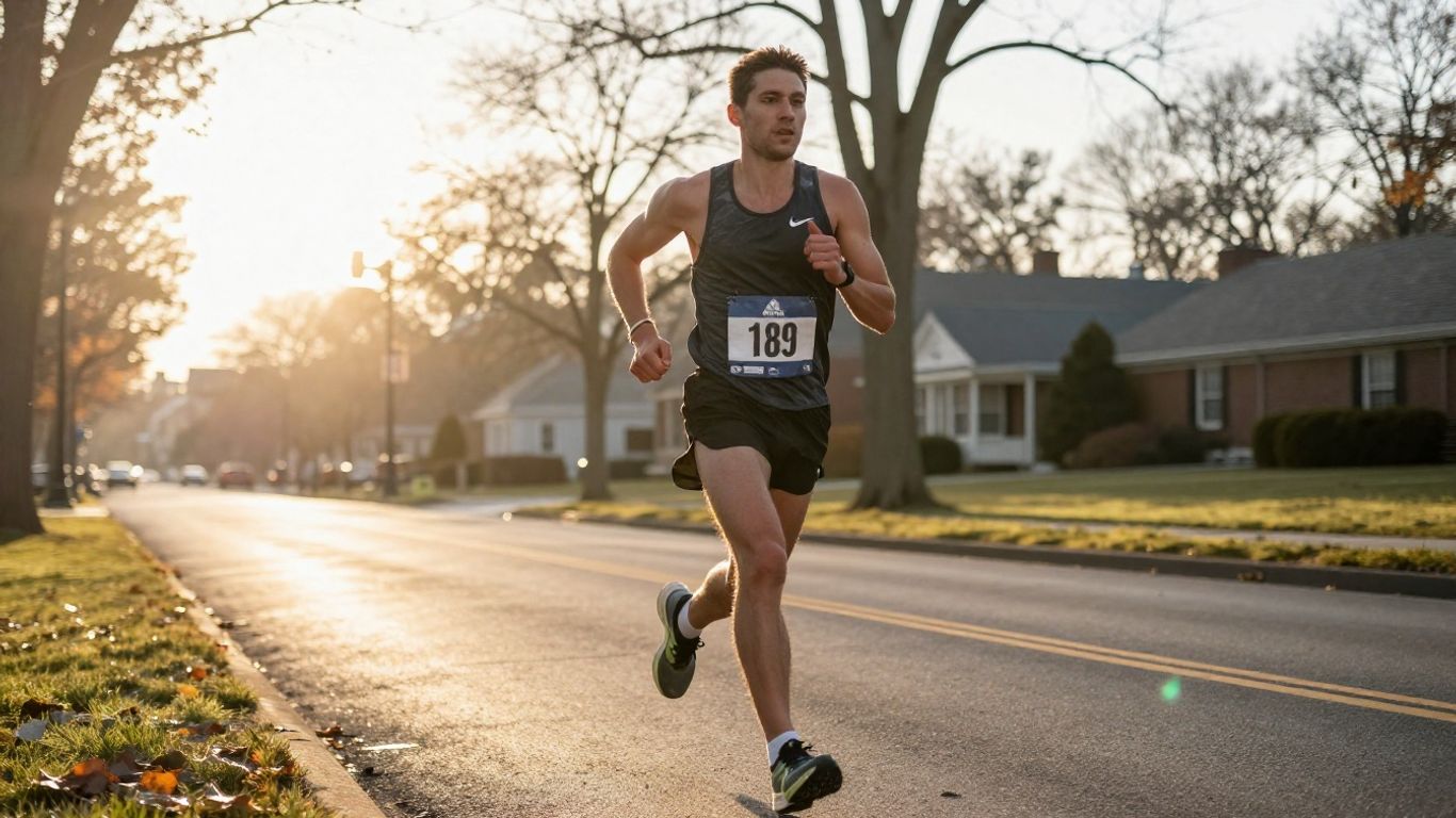 Runner on Boston Marathon course aiming for BQ.