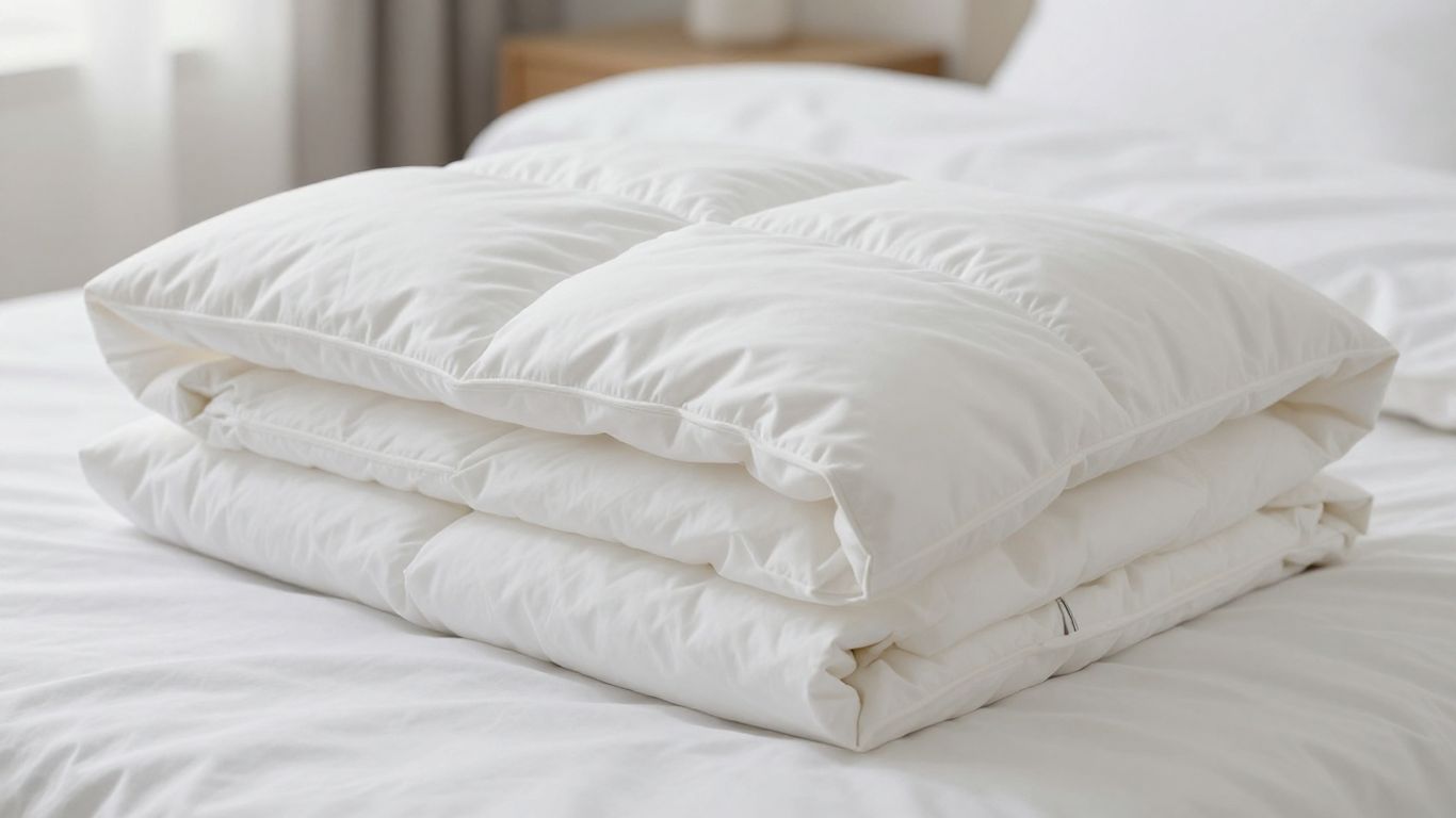 Saatva All-Year Down Alternative Comforter on a bed.