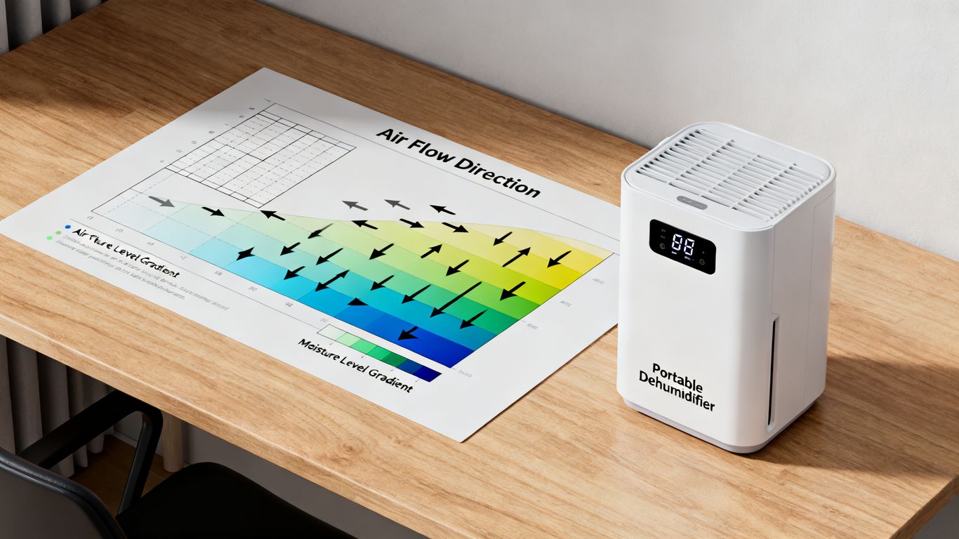Diagram showing ideal dehumidifier placement