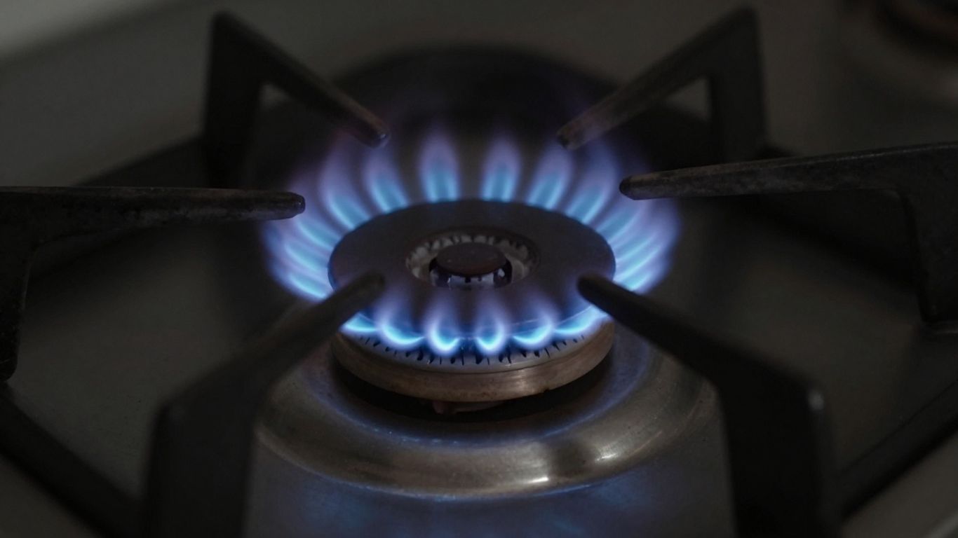 Flamme bleue d'un brûleur de cuisinière à gaz