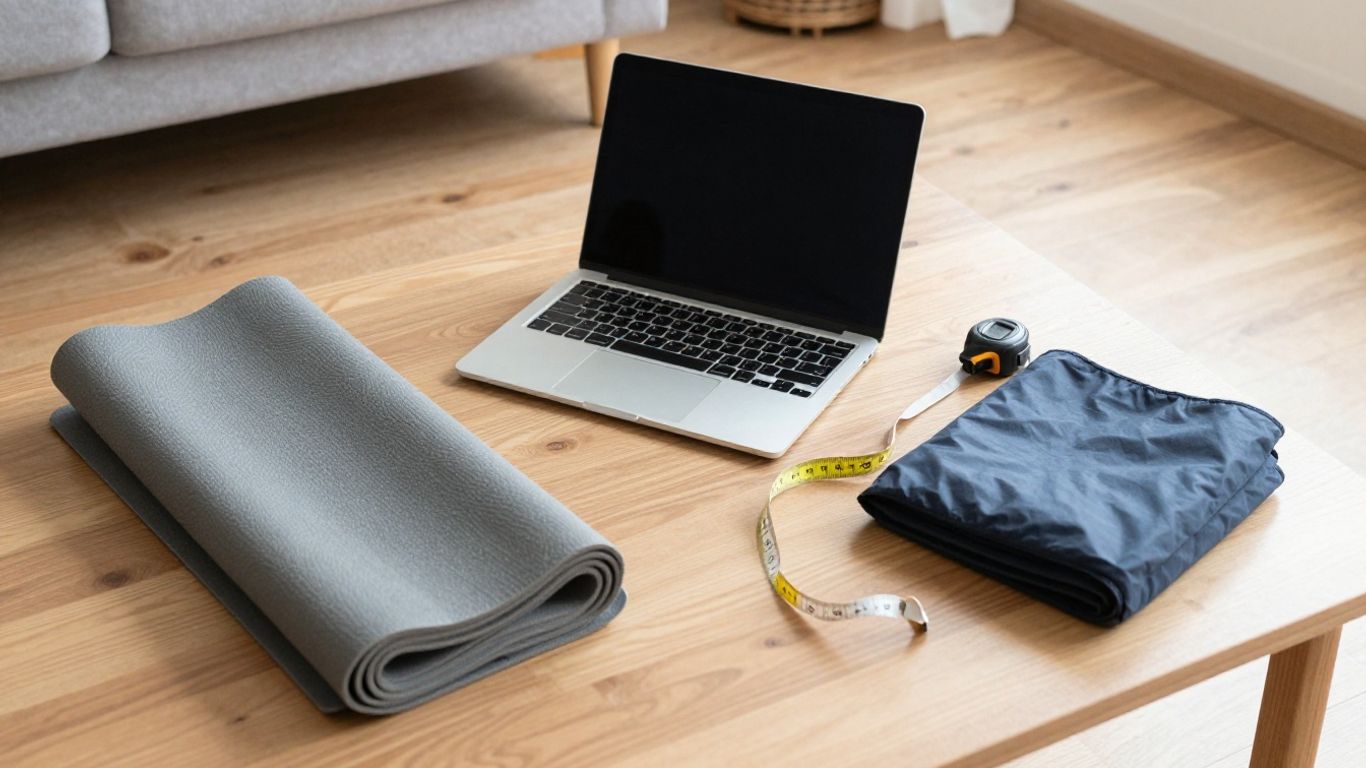 Person comparing yoga mats while shopping online